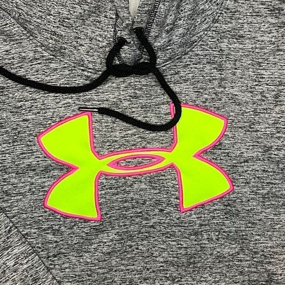 Under Armour Logo Grey Hoodie with Hand Warmer Pockets. Fleece Lined.  No Sz Lab - Picture 2 of 6